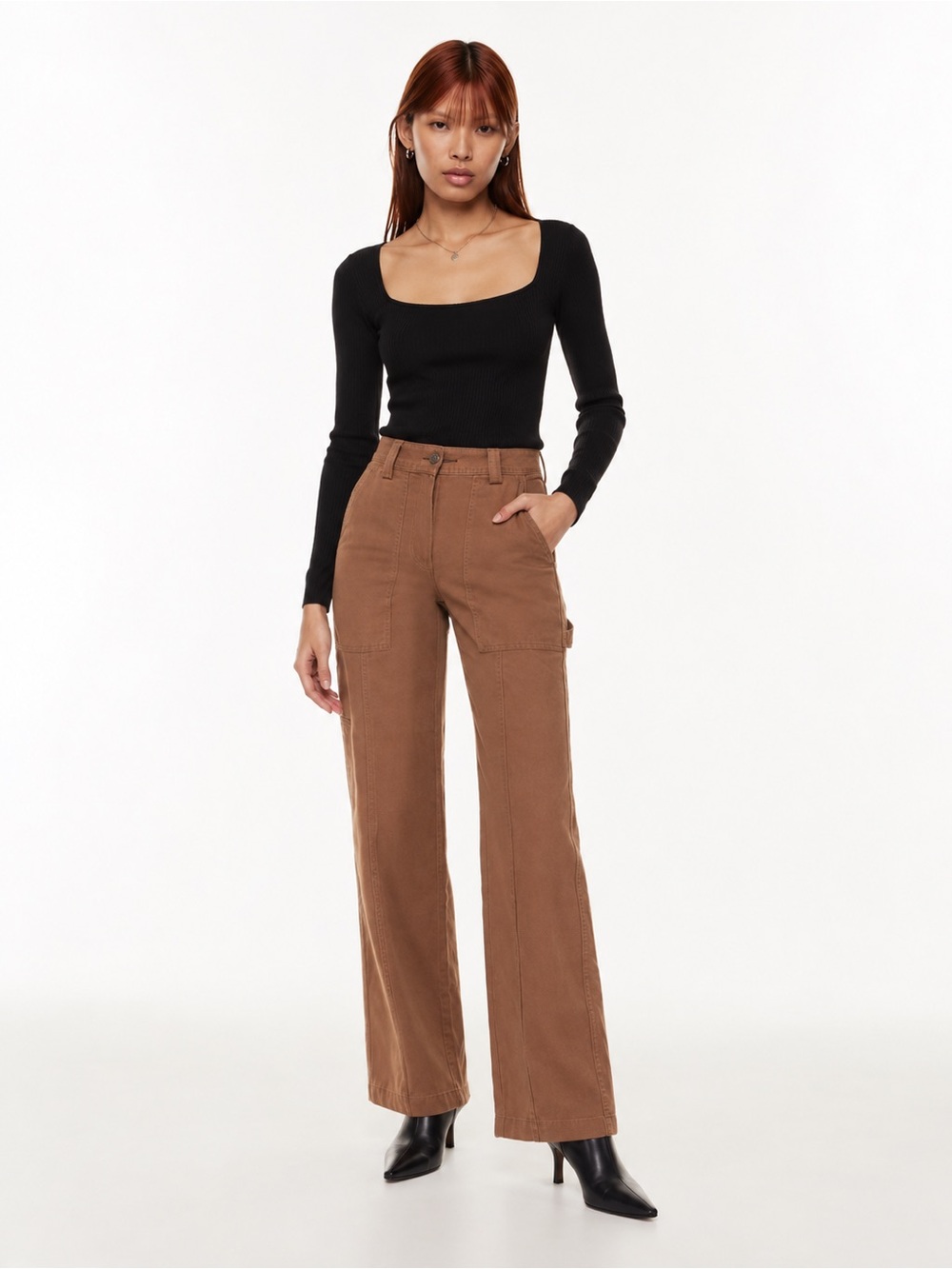 Aritzia Sunday Best Oscar Carpenter Pants Cognac Brown Size 00 Organic Cotton